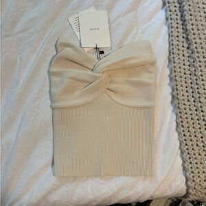 Dissh ANIKA TWISTED CREAM KNIT TOP NWT